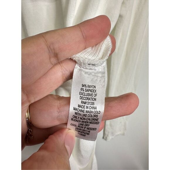 Socialite Bodysuit Lace Trim Womens Long Sleeve Ribbed Ivory White Size XL NWT - Picture 8 of 8